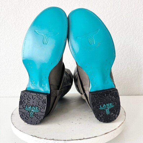 NEW Lane Boots Womens Gray Leather Canvas Mid-Calf Western Moto Style Zip Size 8 - Picture 10 of 13